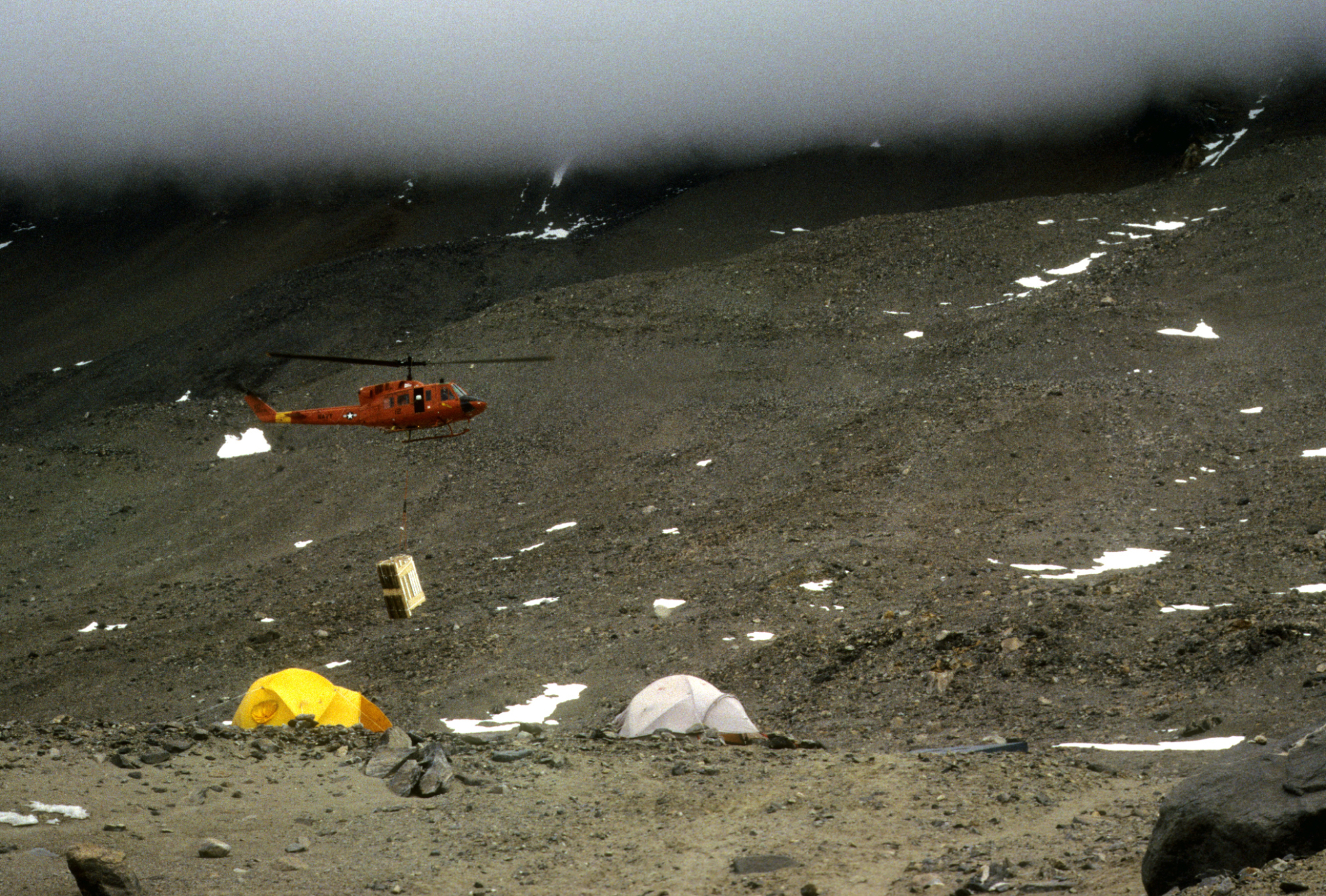 Slinging supplies into camp